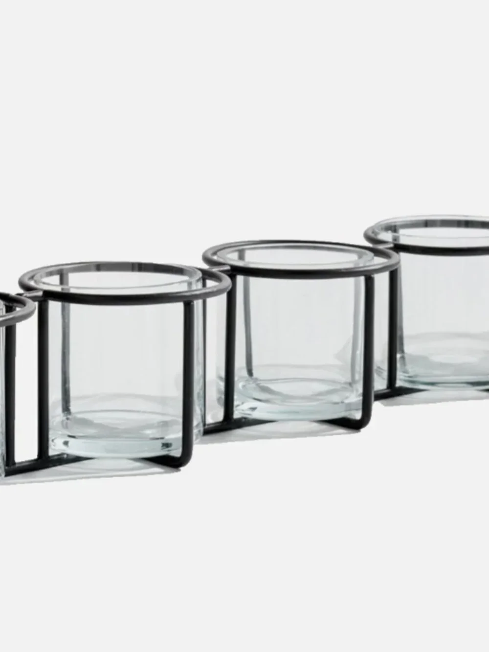 Pottery Barn Dani Handcrafted Circular Candle Holders Centerpiece Glass + Metal